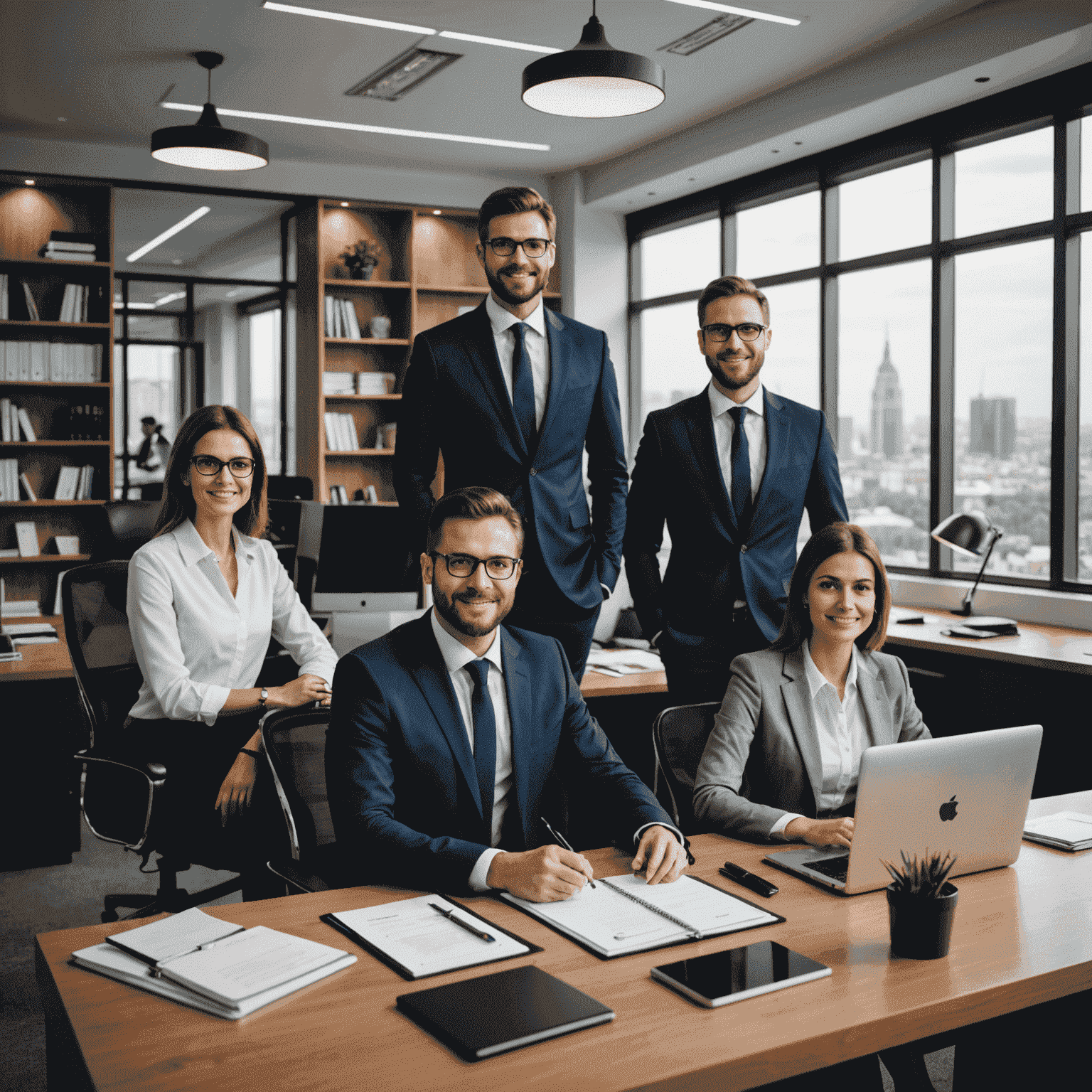 Equipo de abogados de Motryza trabajando en una oficina moderna